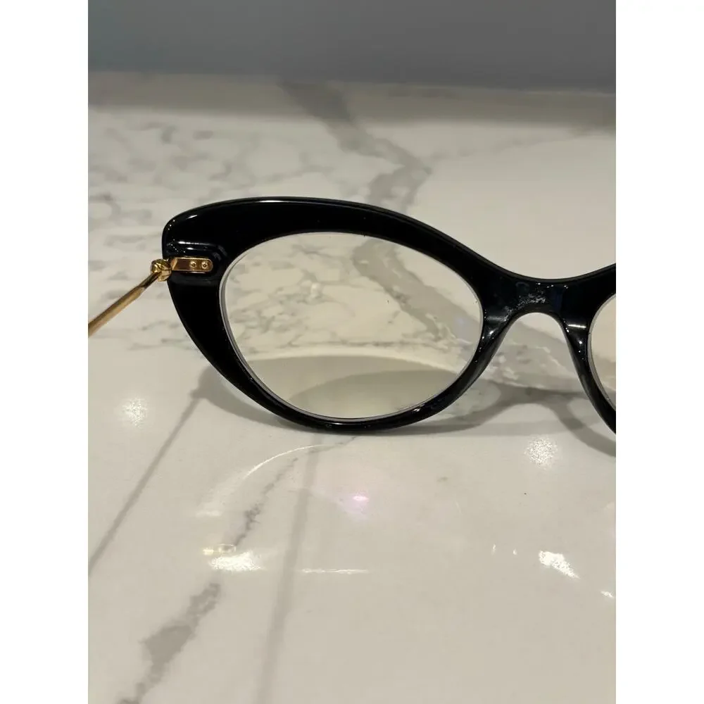 illesteva Beth Black Cat Eye‎ Gold Frame Glasses Made in Italy EUC